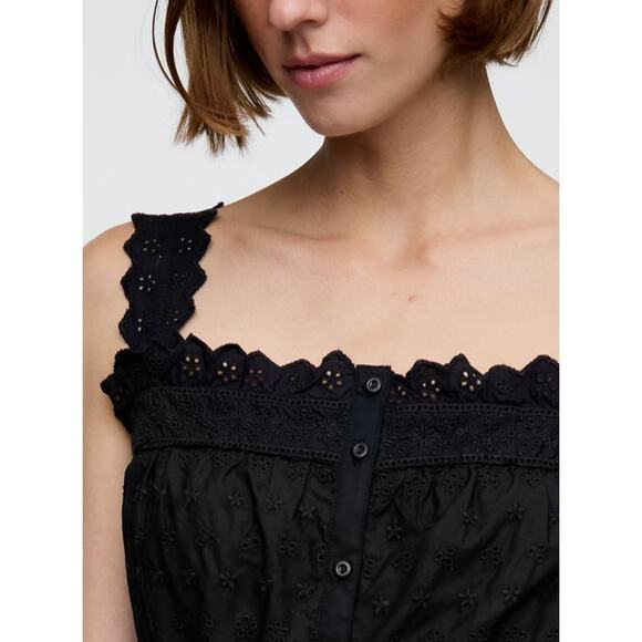 NWT Gap × DÔEN Black Eyelet Midi Dress -XXS - Picture 4 of 6